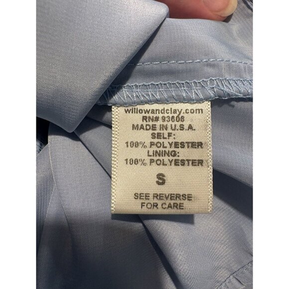 WILLOW & CLAY Lace Ruffle Tiered Maxi Dress Silver Blue Glam NEW Small - Picture 8 of 8